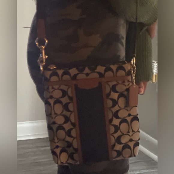 Coach File Crossbody Bag in Signature Print & Snakeskin Embossment - Picture 1 of 8